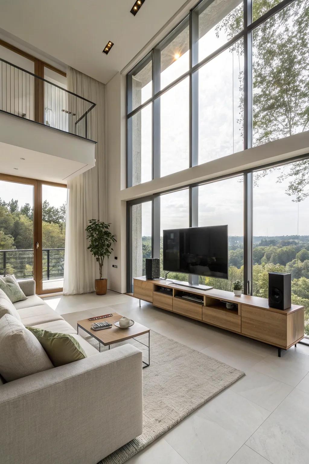 Sunlight enhances the area surrounding the TV.