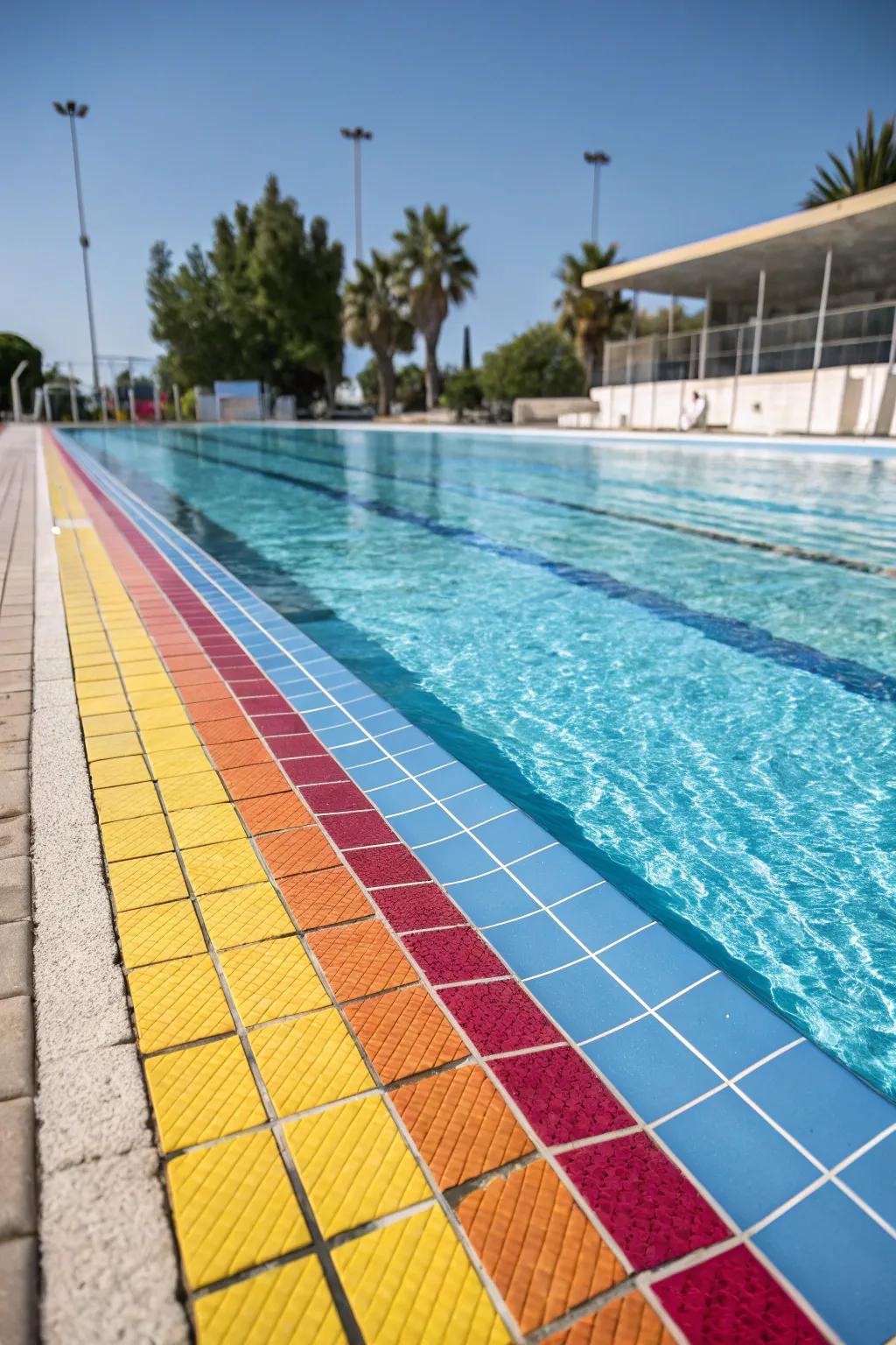 Vibrant hues transform your pool into a lively expanse.