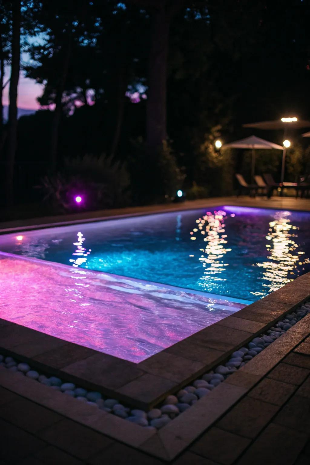 Elevate your pool's charm with strategically placed light.