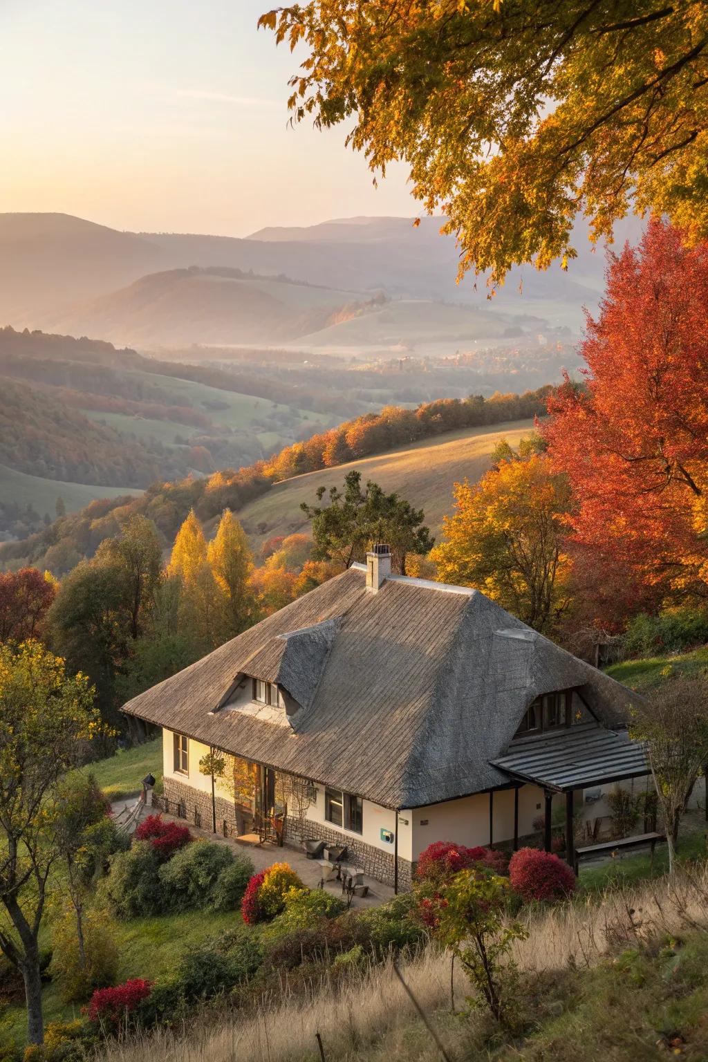 Harmonious integration with the landscape fosters a serene home.