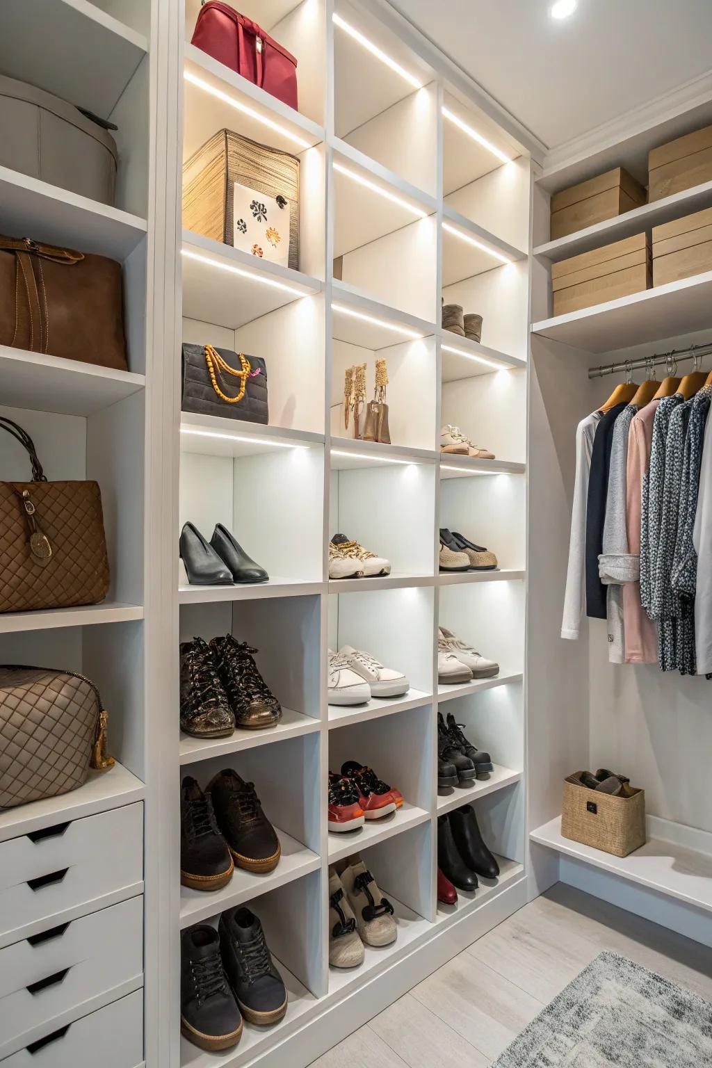 Modular storage provides versatile organizing solutions.