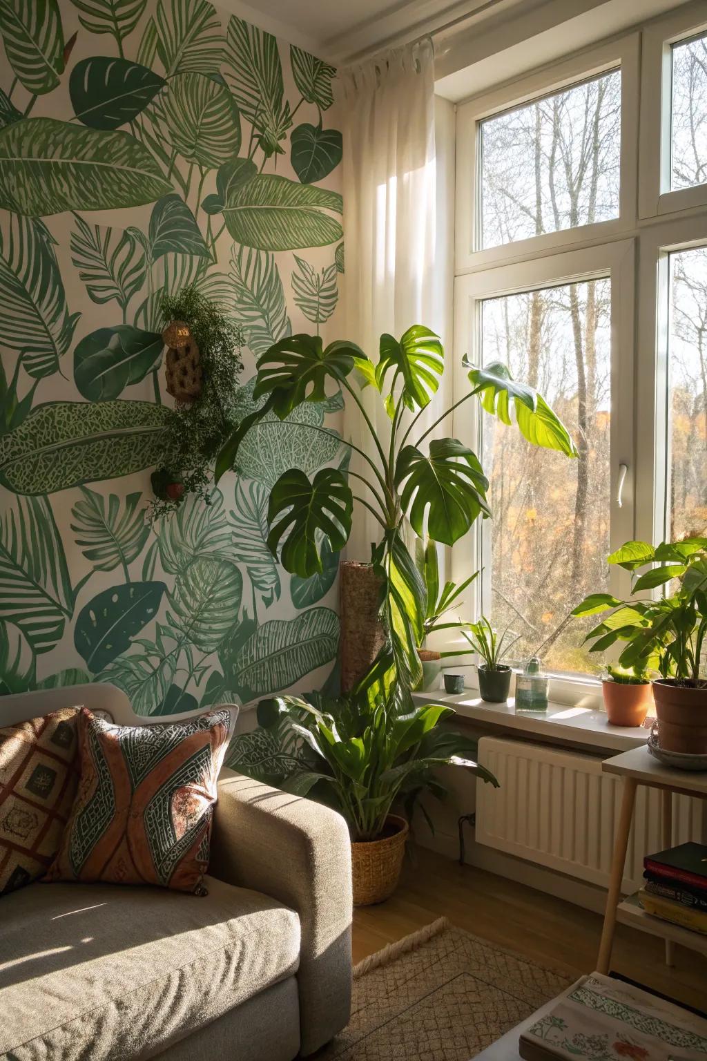 Foliage wall decor brings a refreshing, natural feel to a living space.