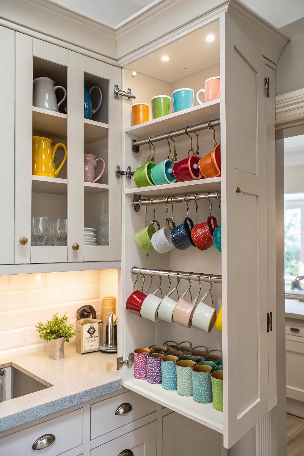 Maximize your cabinet space with ingenious storage solutions.