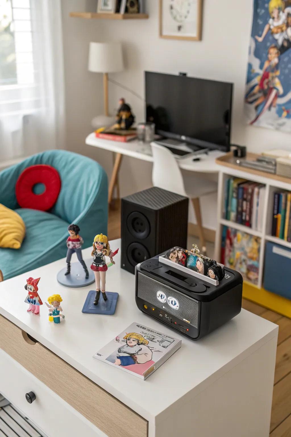 An anime-themed melody chest infuses a whimsical accent to any décor.