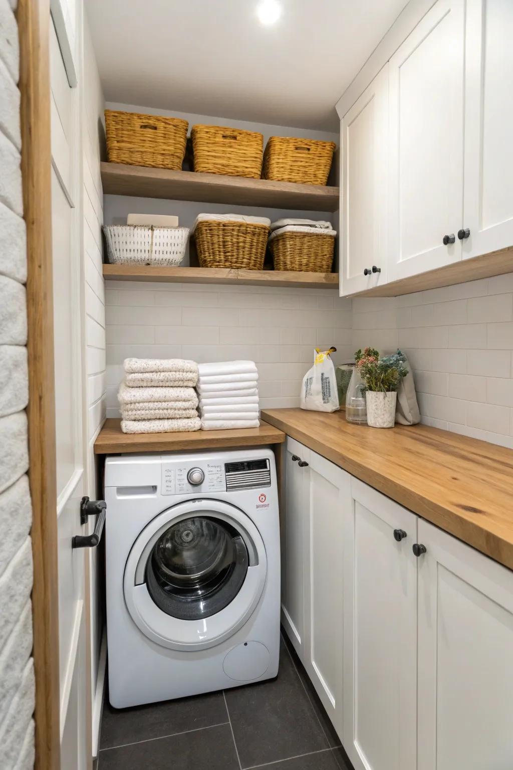 A countertop over your appliances adds practical workspace.