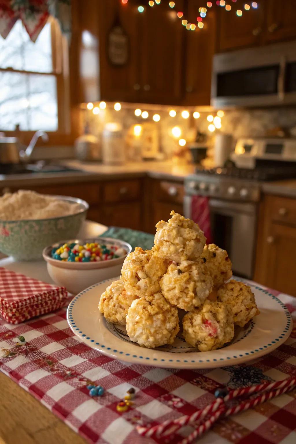 Freshly made popcorn orbs, ready to be savored.