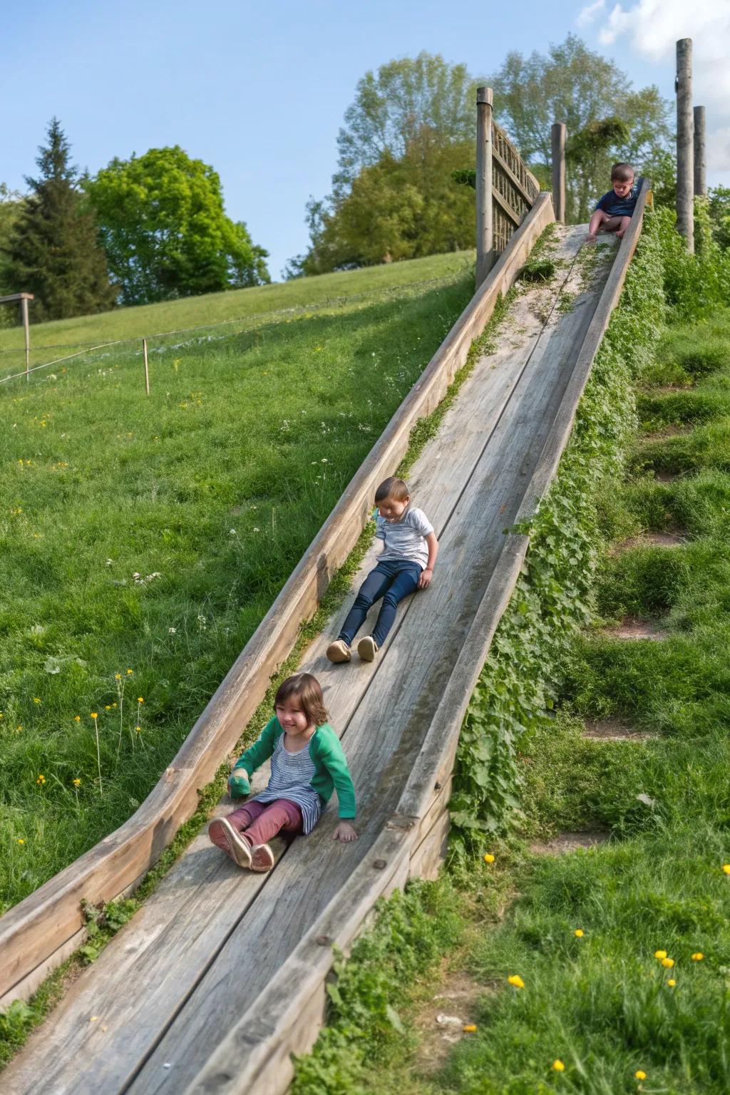 Timber slides inject thrill into natural landscapes.