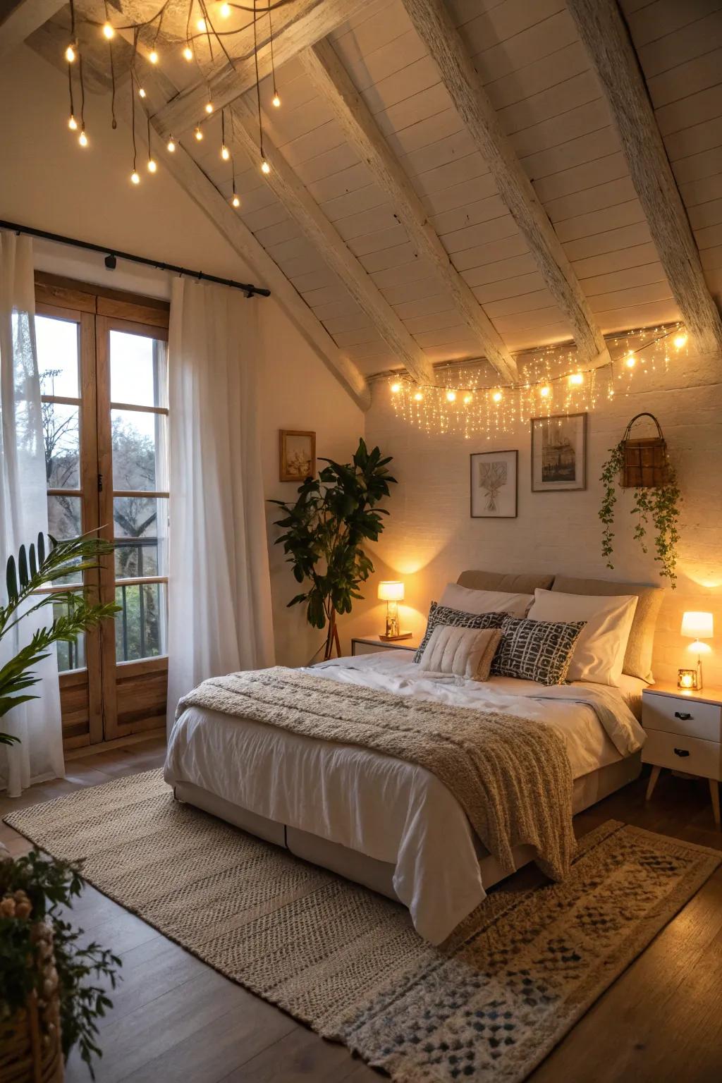 Soft lighting engenders a welcoming and snug atmosphere.