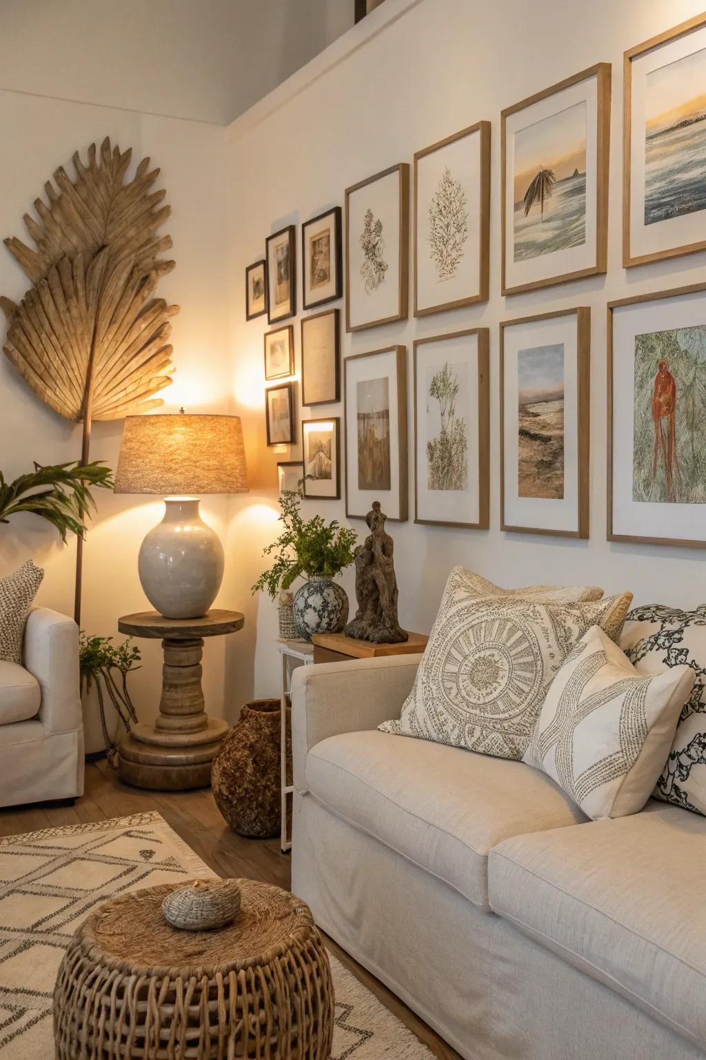 Any space gains individuality with a wall art display.