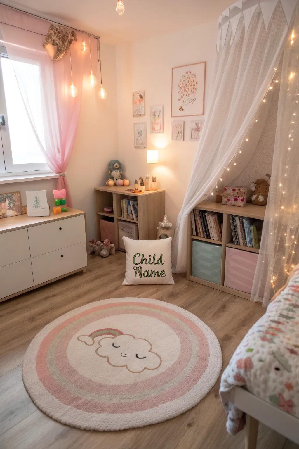 Bespoke floor coverings add a personal nuance to the nursery.