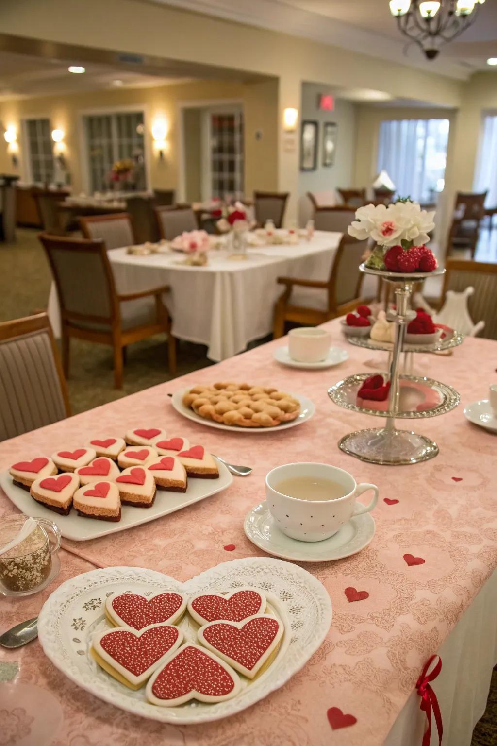 An enchanting Valentine's tea party, complete with heart-themed goodies.