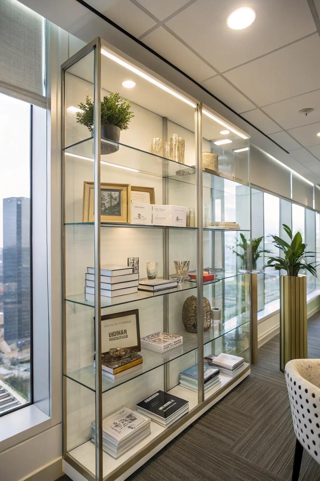 Transparent staging endows your office with a modern and airy essence.