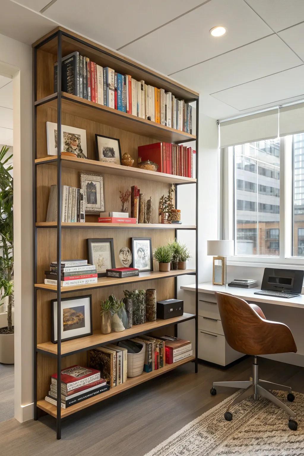 Shelf partitions meld storage functionality with stylish separation.