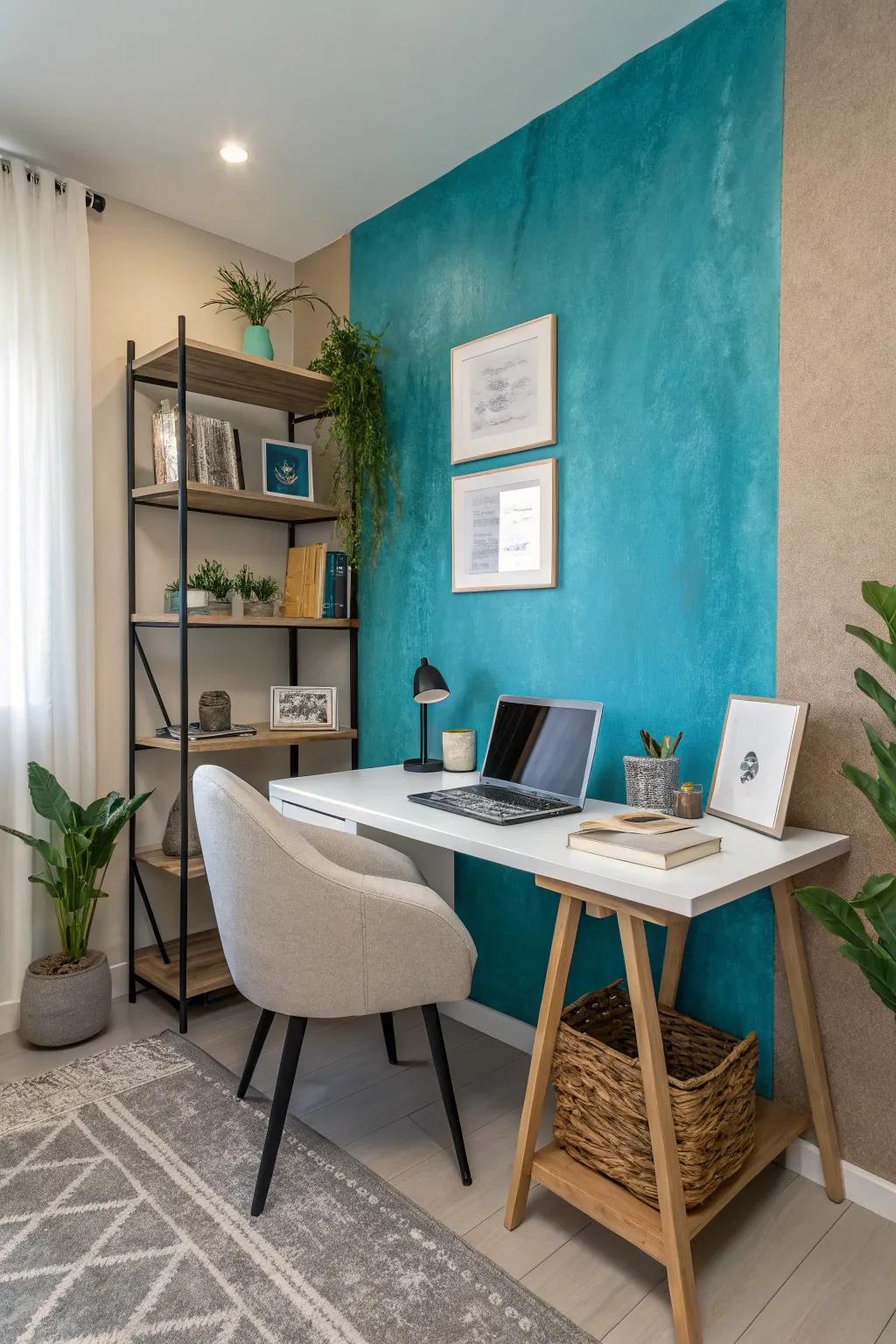 Use color to clearly separate your office space from the rest of the room.