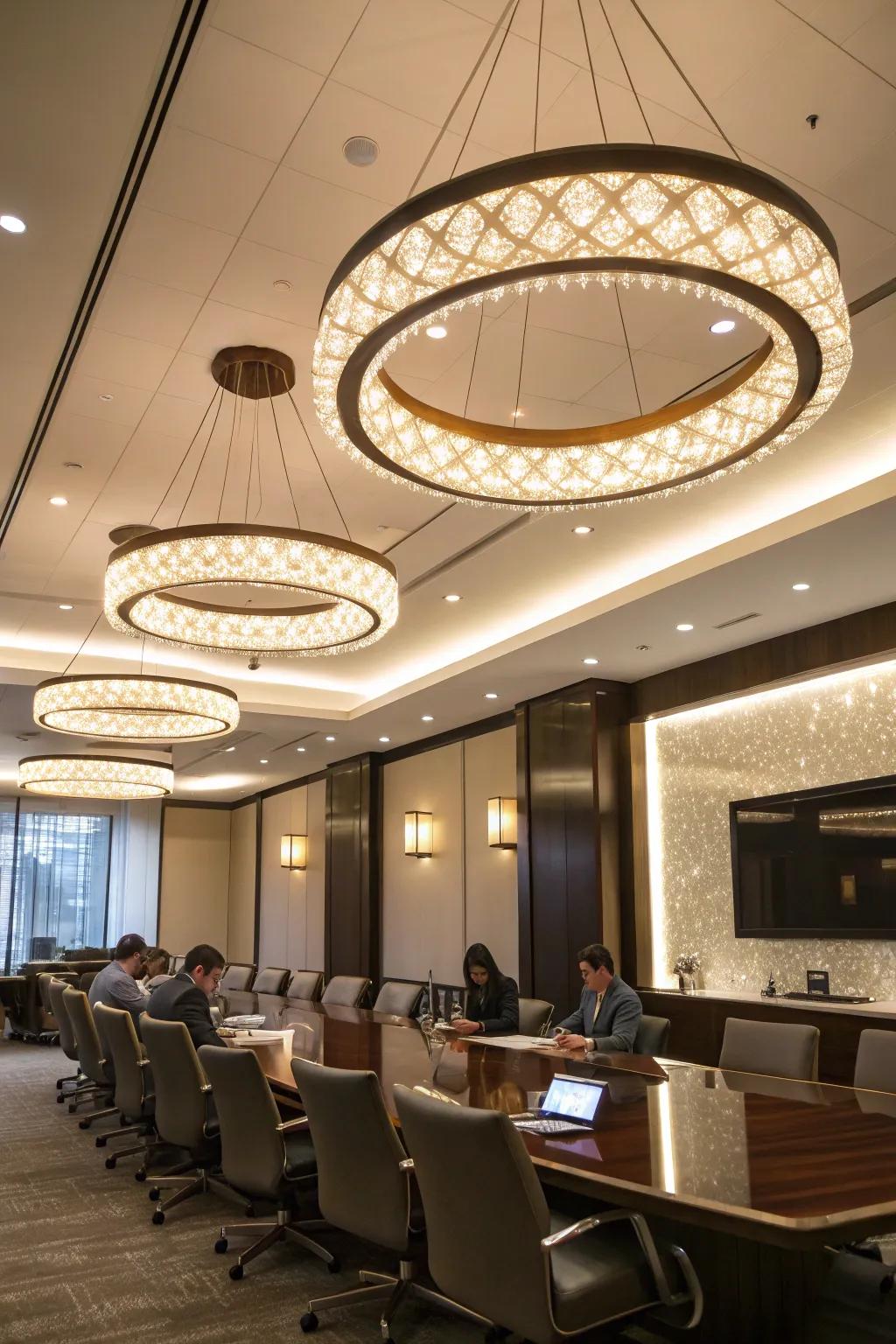 Enhance your conference room with stylish pendant lighting.