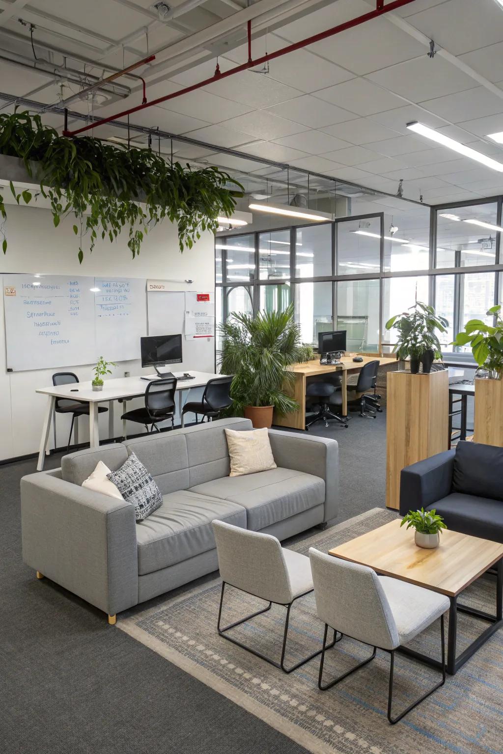 Adaptable furnishings cater to diverse office requirements.