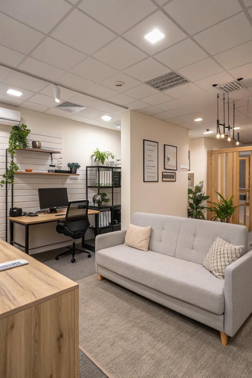 A neutral color palette enhances the calming ambiance.