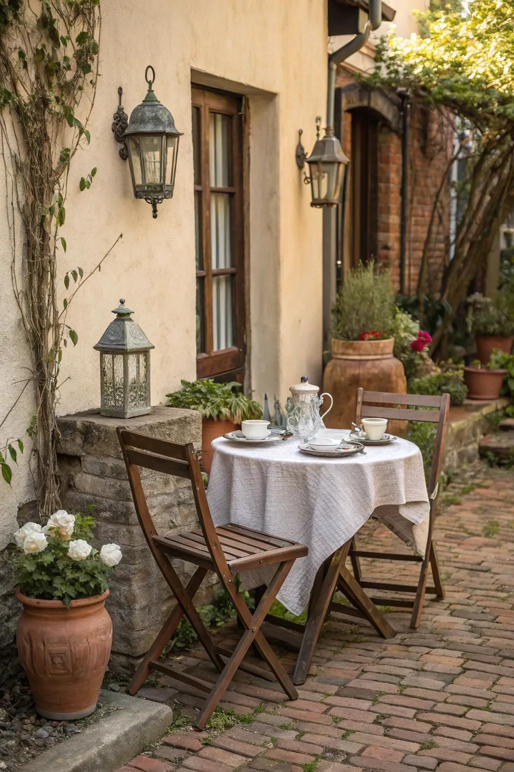 An enchanting café arrangement for serene mornings outdoors