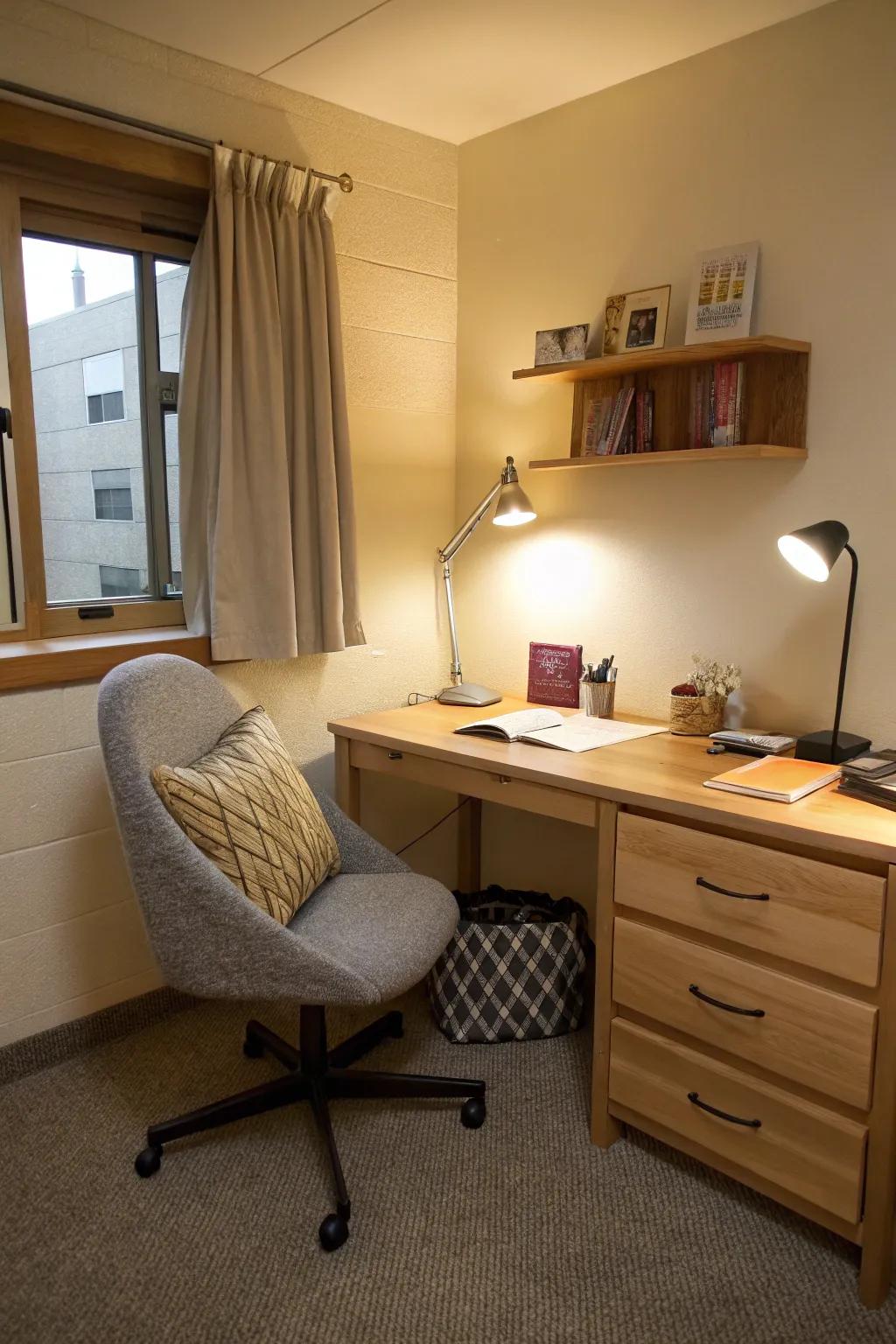 A designated study area fosters focus and cultivates a productive habit.