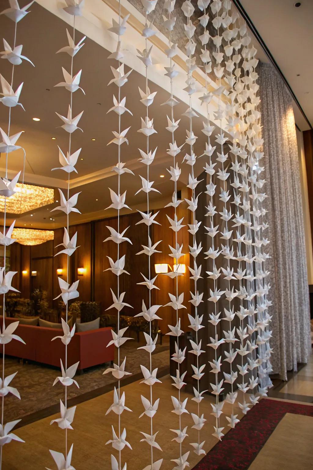 Crane dividers for an artistic partition.