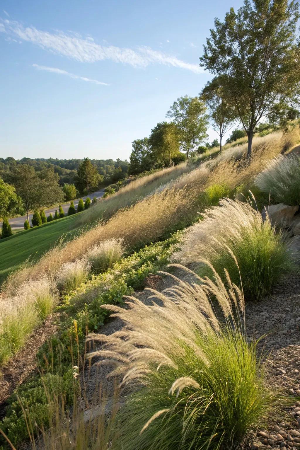 Turfs provide natural disintegration control on gradients.