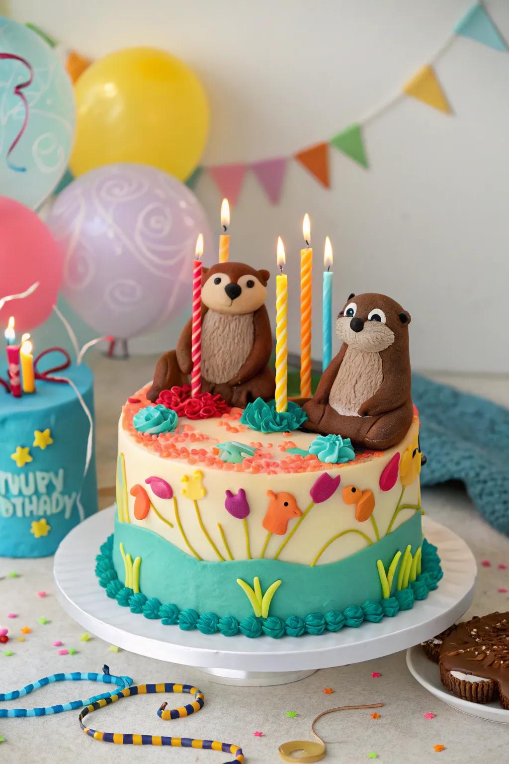 Render birthdays exceptionally remarkable via a river critter-themed confection.