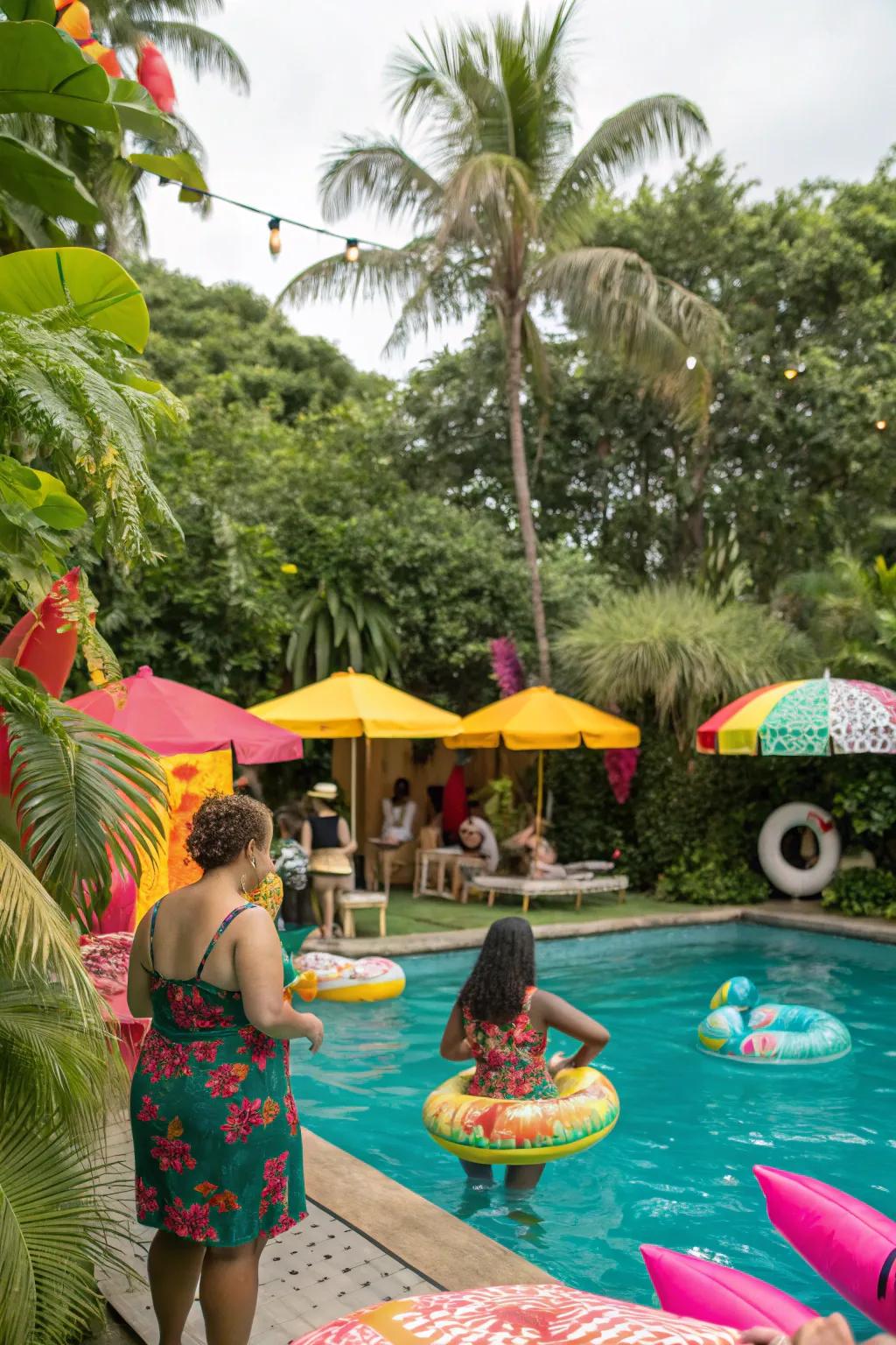Plunge into an exotic pool get-together for a dash of enjoyment.
