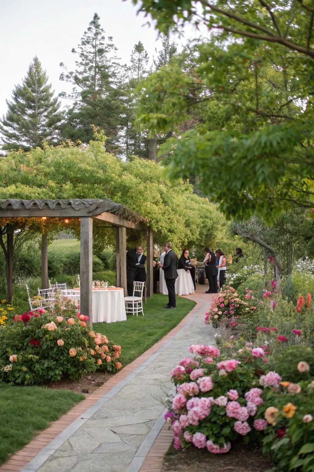 A garden ambiance lends natural beauty to any outdoor celebration.