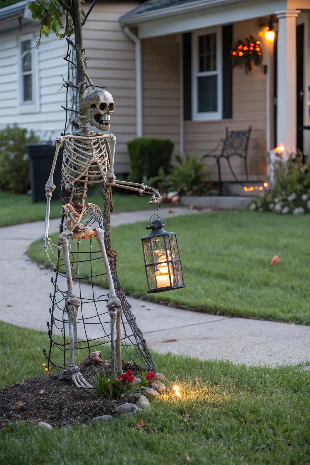 A skeletal guard to maintain watch over your Halloween revelries.