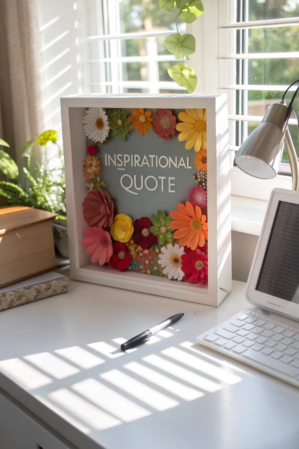 An inspirational shadow box is impeccable for infusing motivation into your workspace.