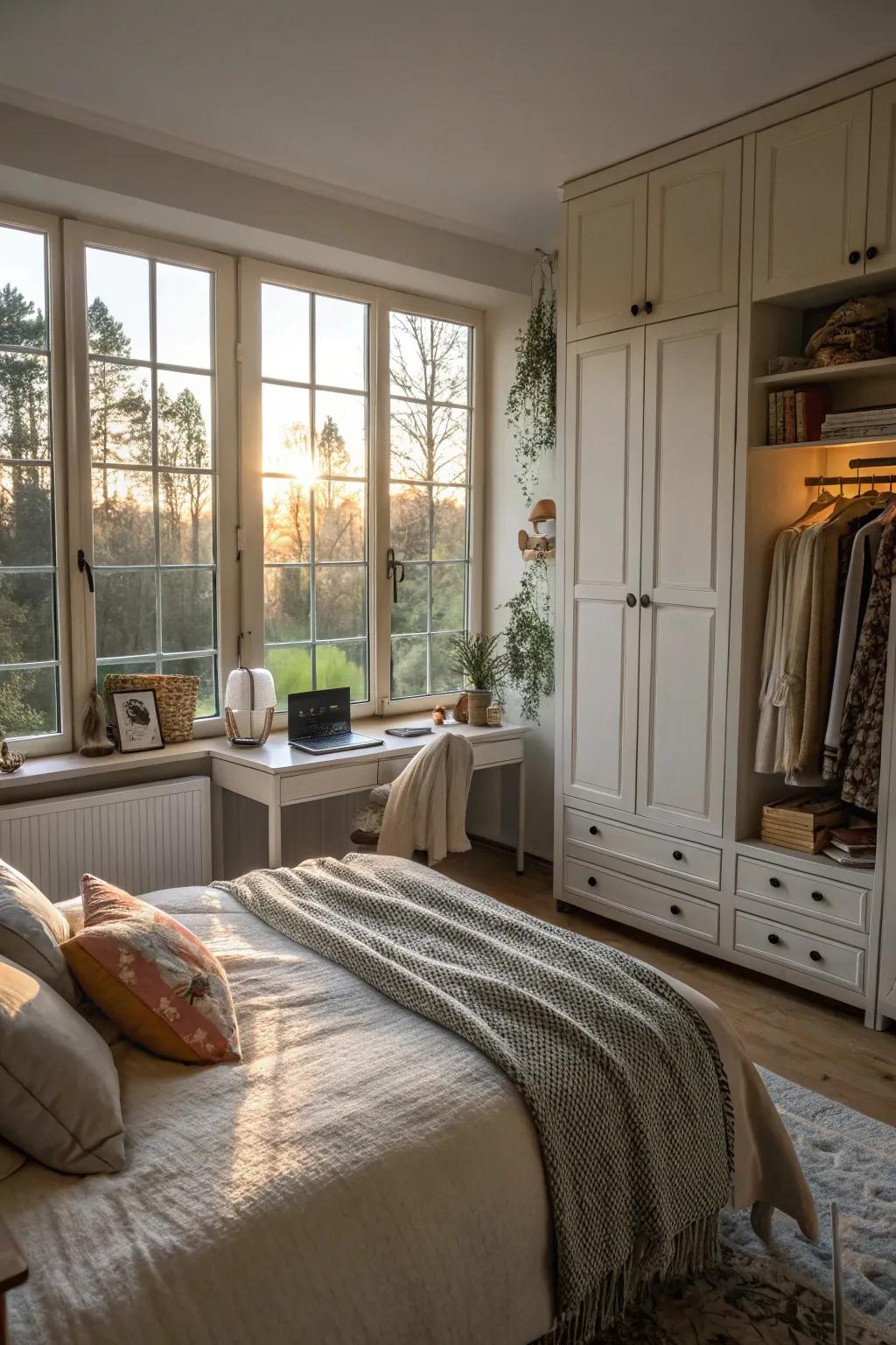 Natural illumination enhances the room's spaciousness.