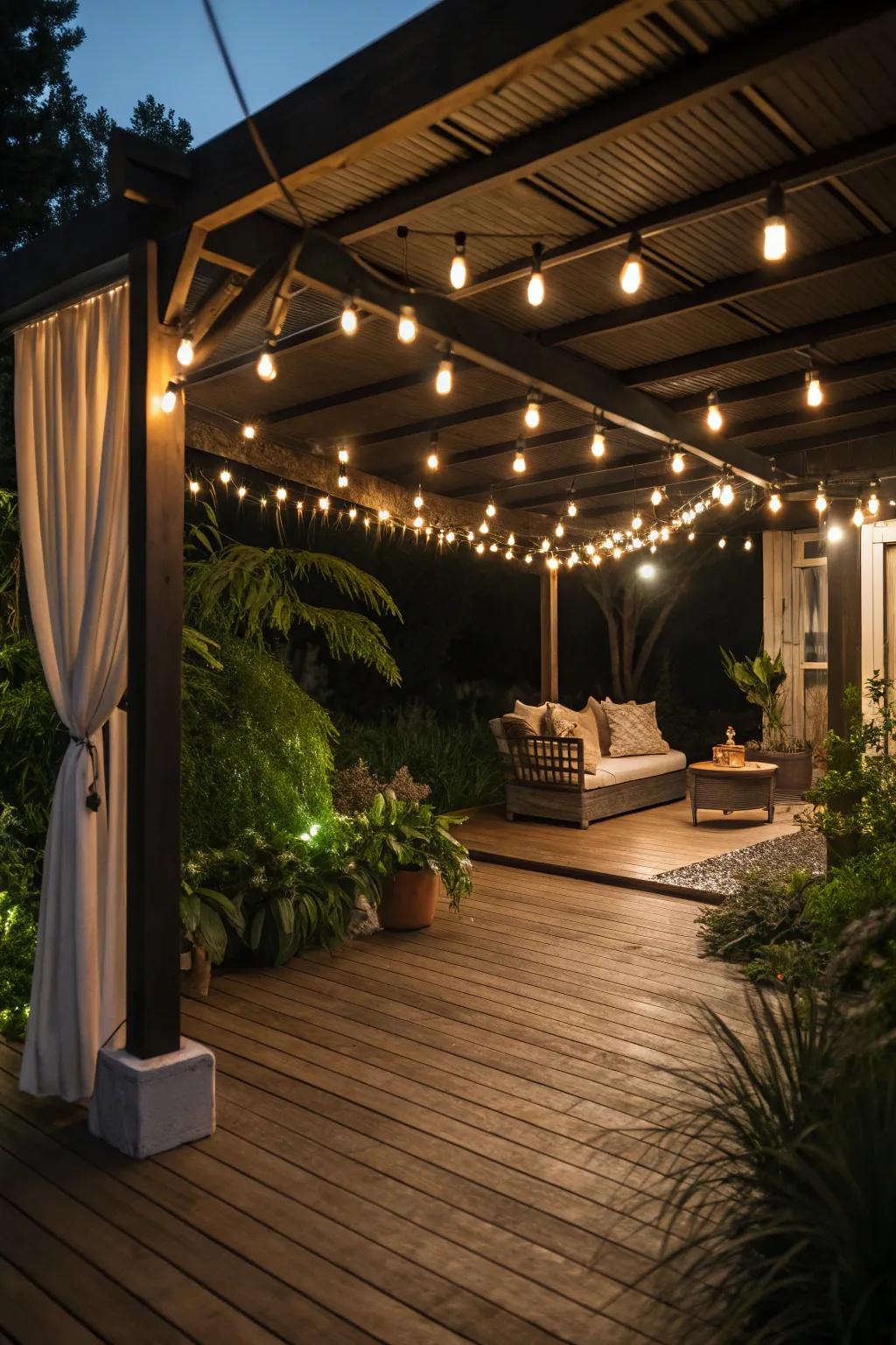 Integrated lighting elevates your patio's evening allure.