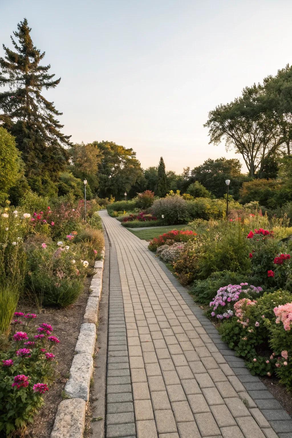 Effortlessly merge walkways and flower beds with pavers.