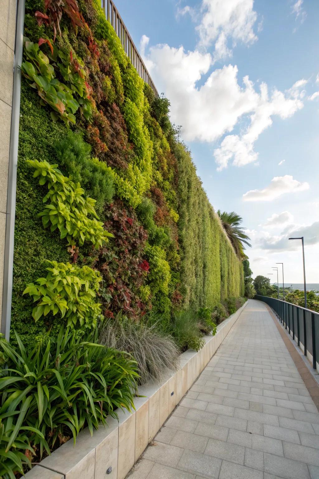 A vertical garden transforms walls into vibrant masterpieces.