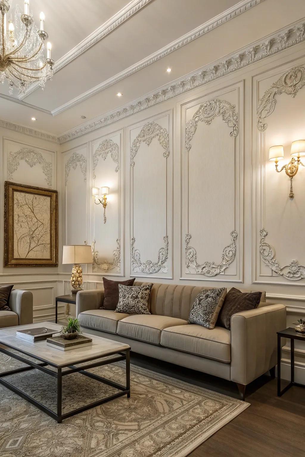 Craft a declaration through an accent wall employing paneling.