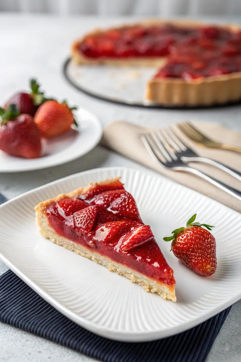 A pie slice showcased with minimalist elegance.