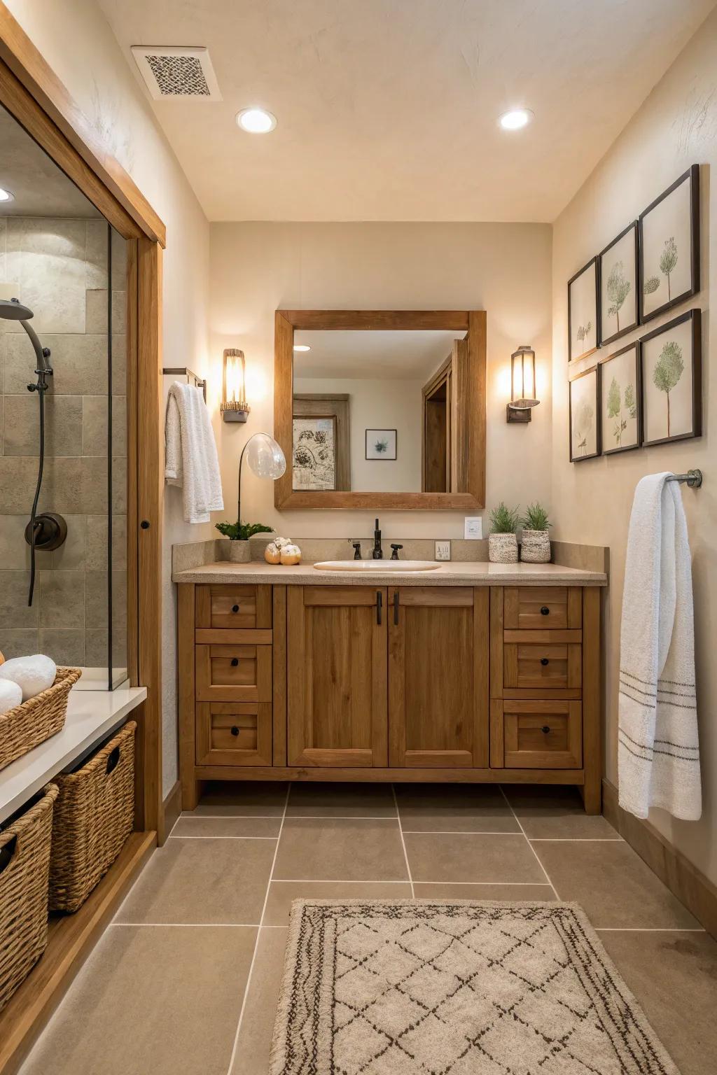 Wood features infuse bathrooms with a sense of warmth and innate beauty.