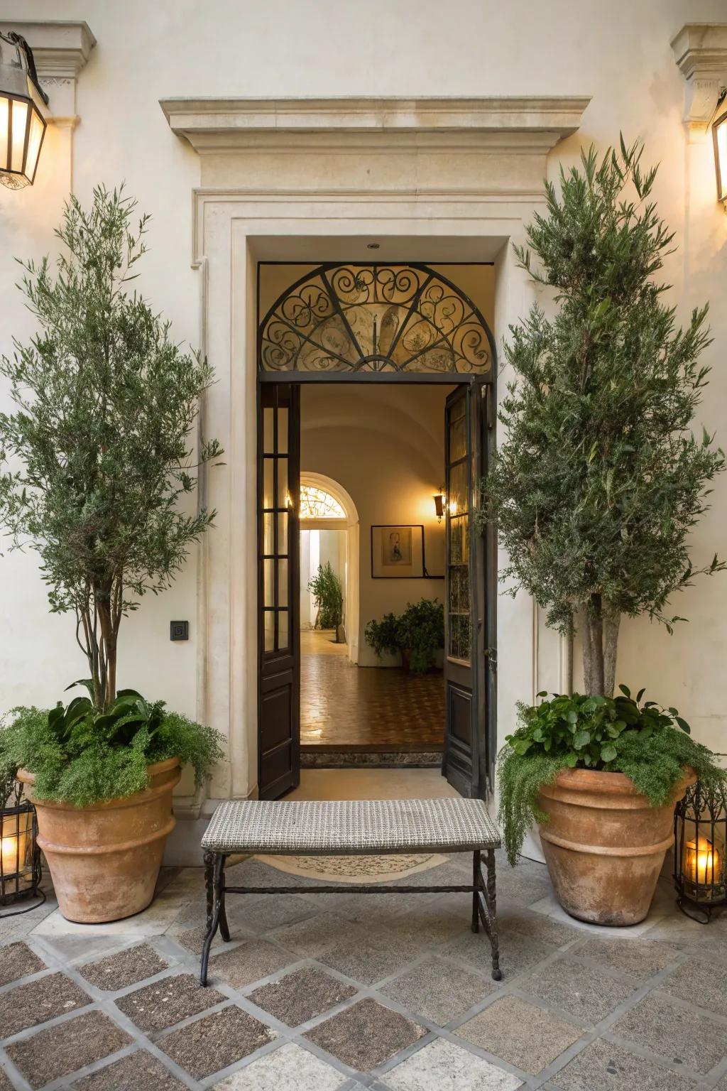 Welcome guests with a striking plant arrangement at your entrance.