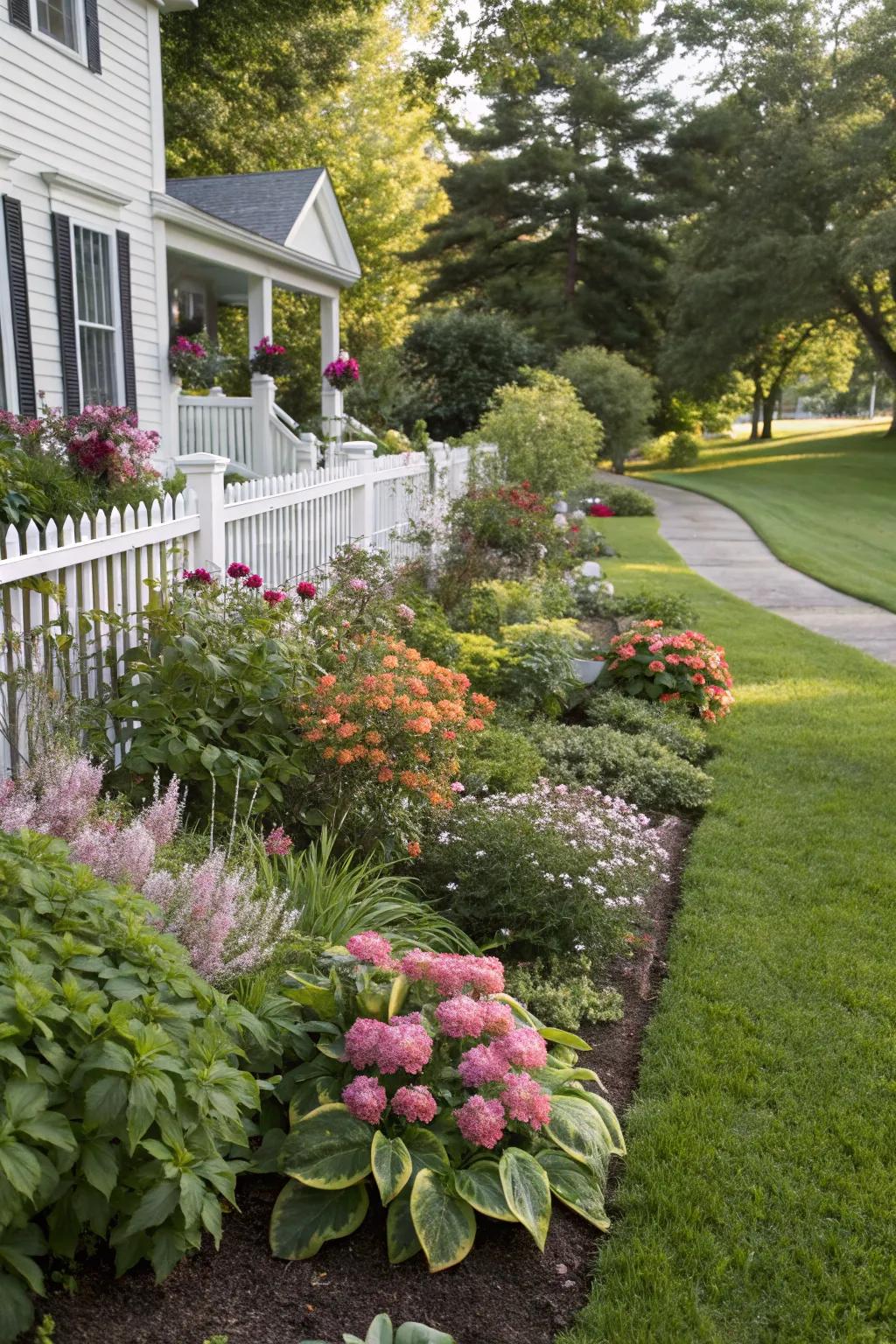 A combination of seasonal and perennial plants offers lasting appeal.