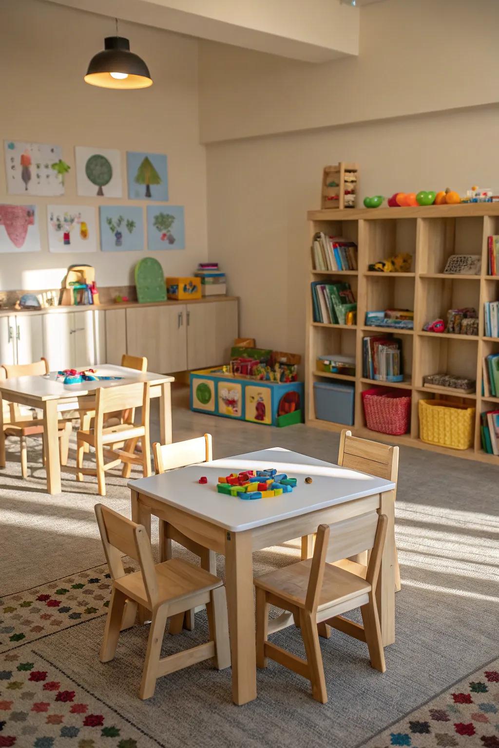 Child-sized furniture fosters comfort and independence.