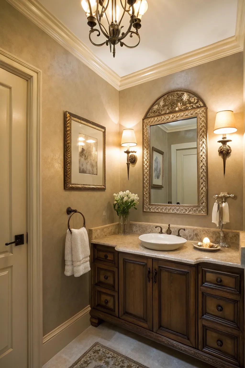 Inclusive illumination establishes a snug and inviting atmosphere in any washroom.
