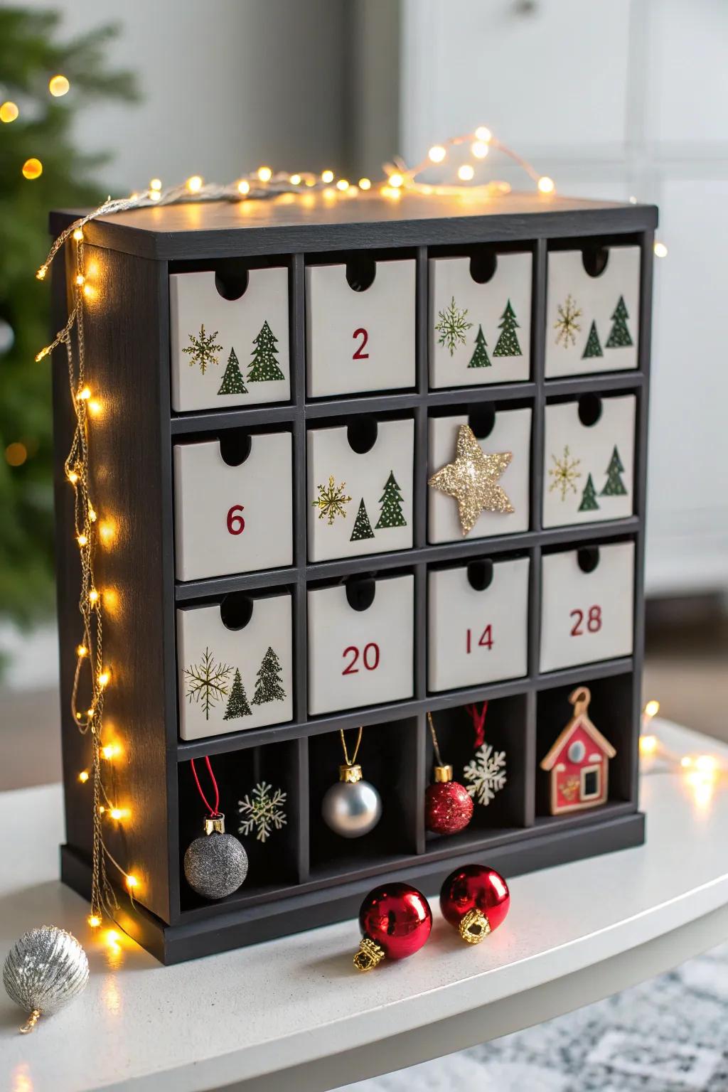 A modern countdown display infuses holiday traditions with elegance.