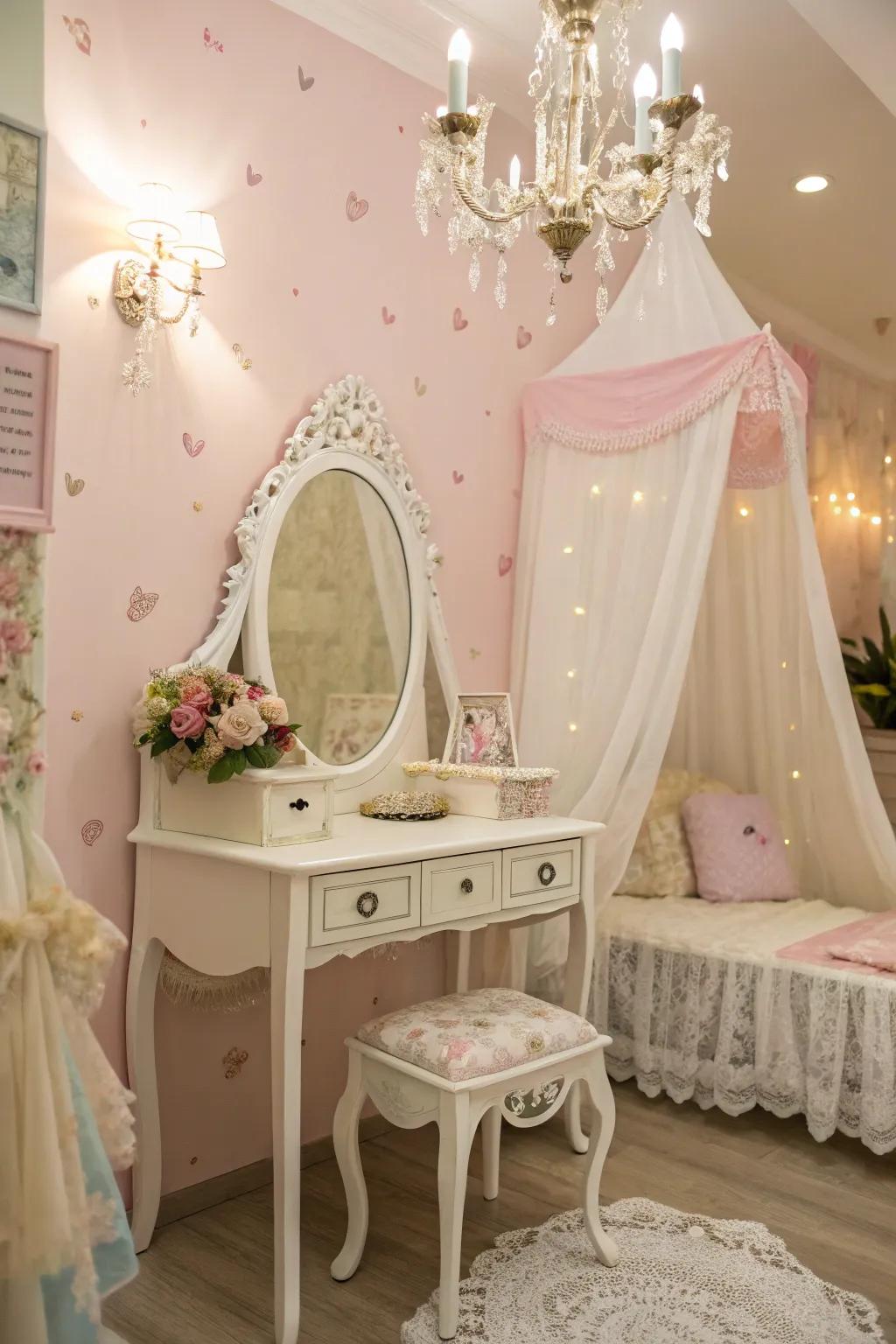 A princess dressing-table includes charm and practicality.