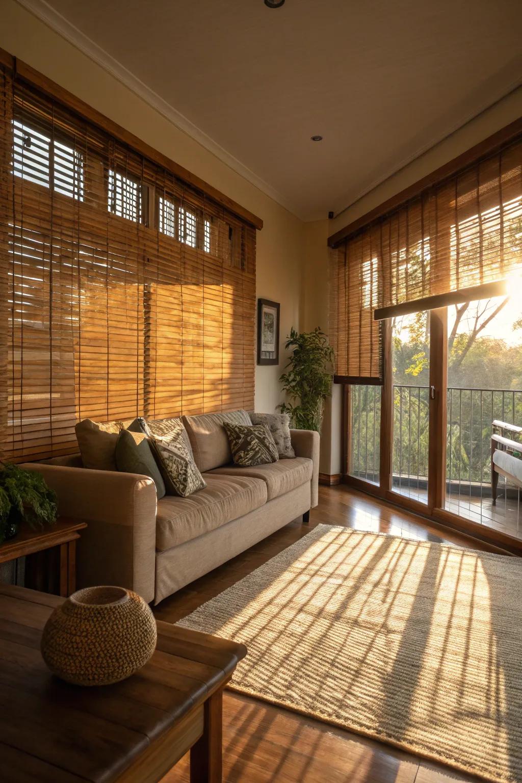 Cane screens impart privacy and a natural aesthetic to any room.