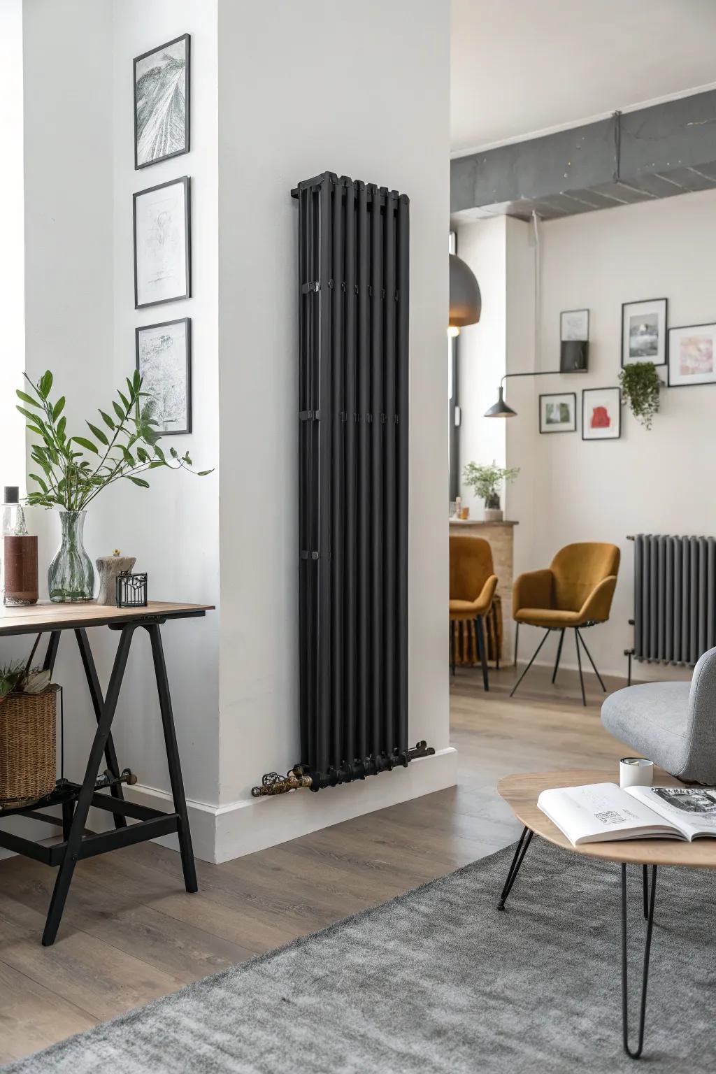 Satin onyx radiators epitomize sleek refinement.