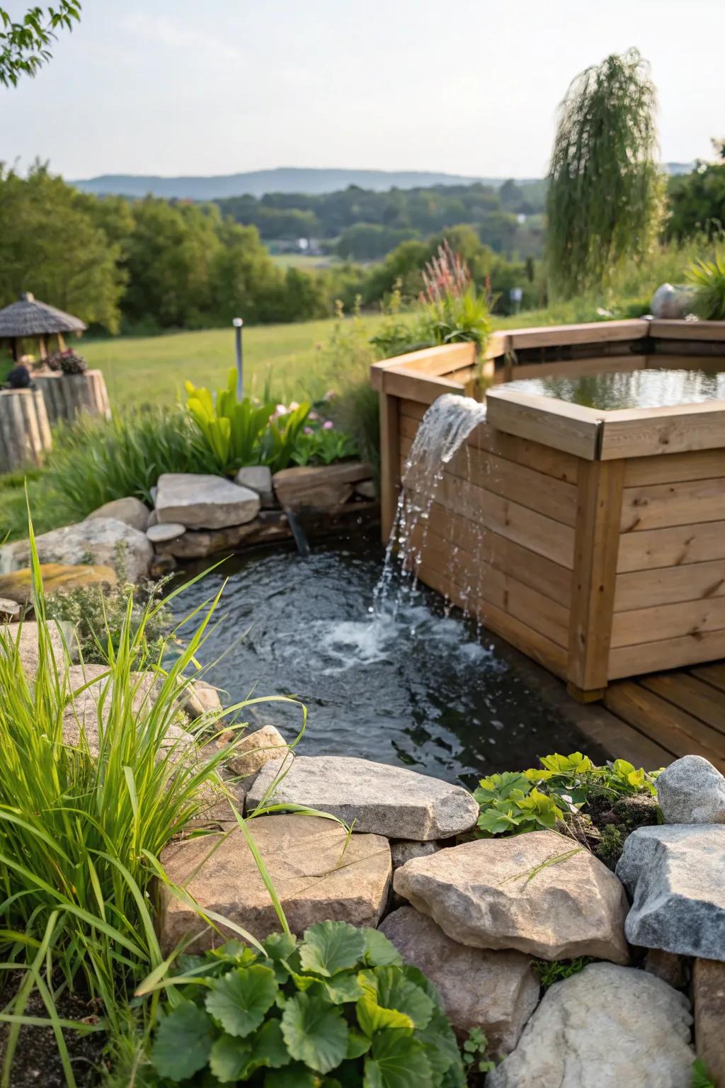 Enhance your pond with the soothing sound of flowing water.