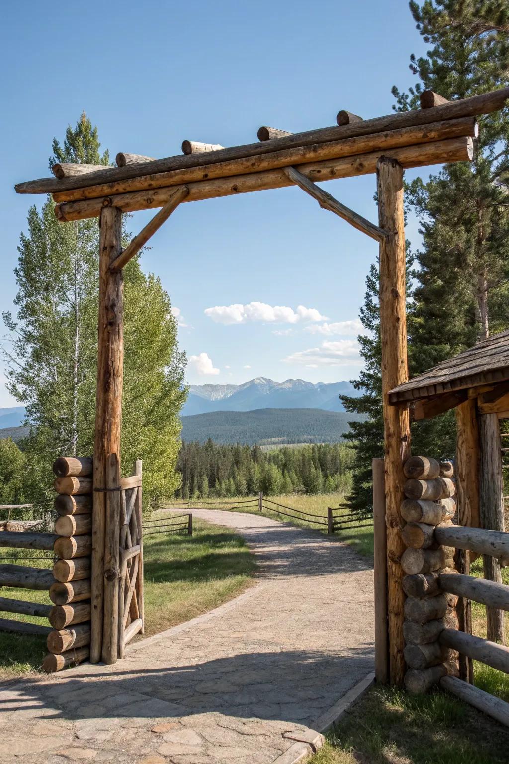 Countryside charm via sustainable logs.