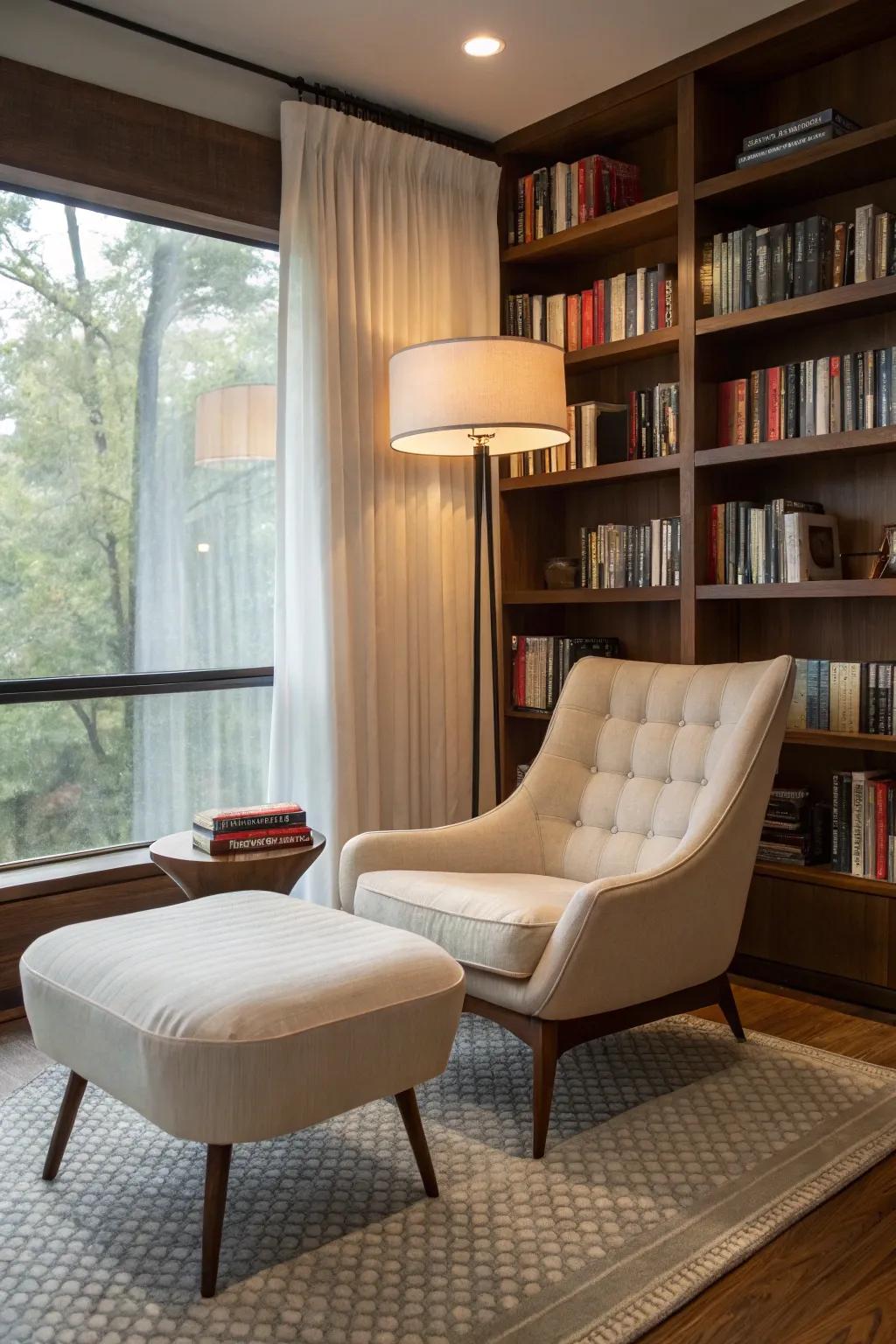 A reading nook with retro style and beauty.