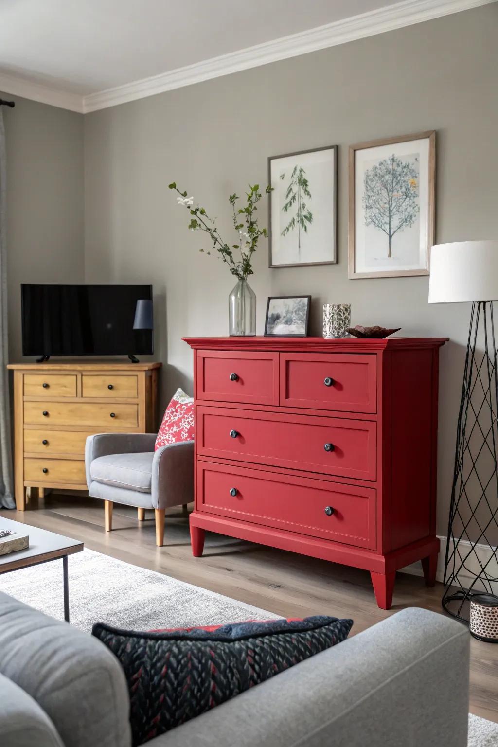 A striking shade can transform a dresser into a space's standout piece.
