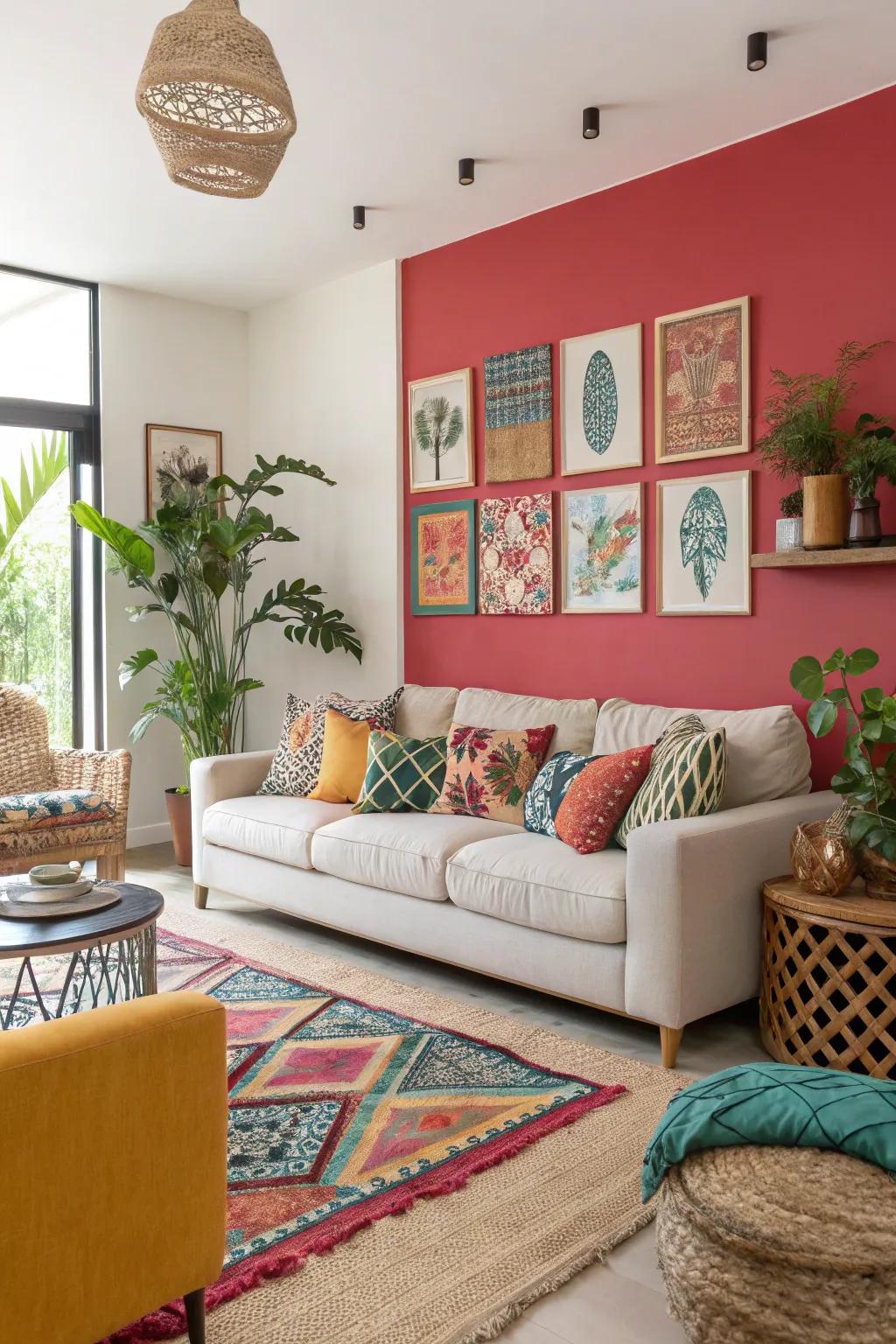 A vibrant feature wall bringing life to the common space.